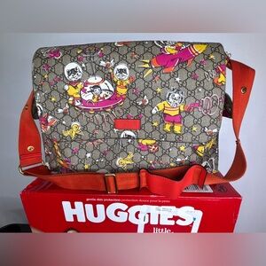 Gucci GG Supreme Monogram Space Cats Diaper Bag Orange